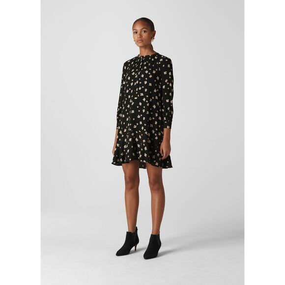 Whistles Edelweiss Print Shirt Dress in Black Multi - Picture 1 of 10